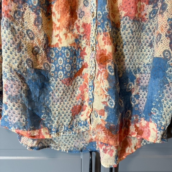 Pilcro Anthropologie Sidney Floral Print Batwing Button Down Blouse, Multi,S - Picture 14 of 14